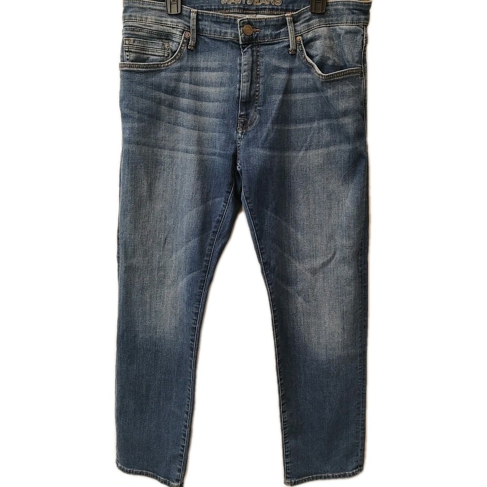 Mavi Zach Straight Leg Jeans Mens 36/32 Blue Wash‎ Whisker Stretch Comfort Egypt